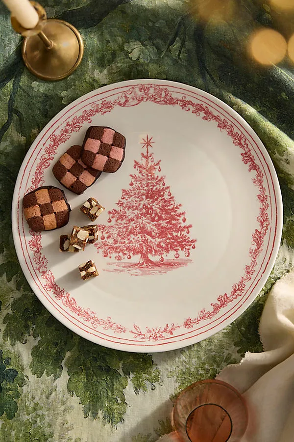 Red Tannenbaum Stoneware Serving Platter by Anthropologie
