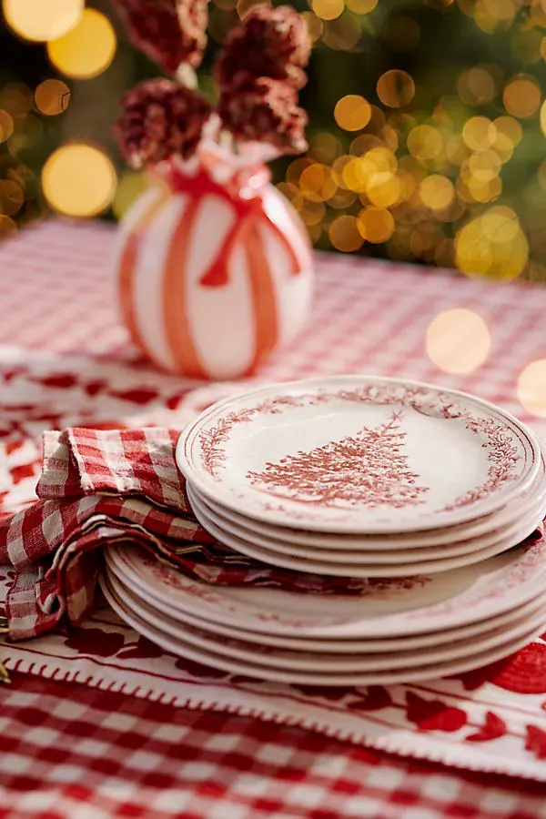 Red Tannenbaum Stoneware Side Plate by Anthropologie