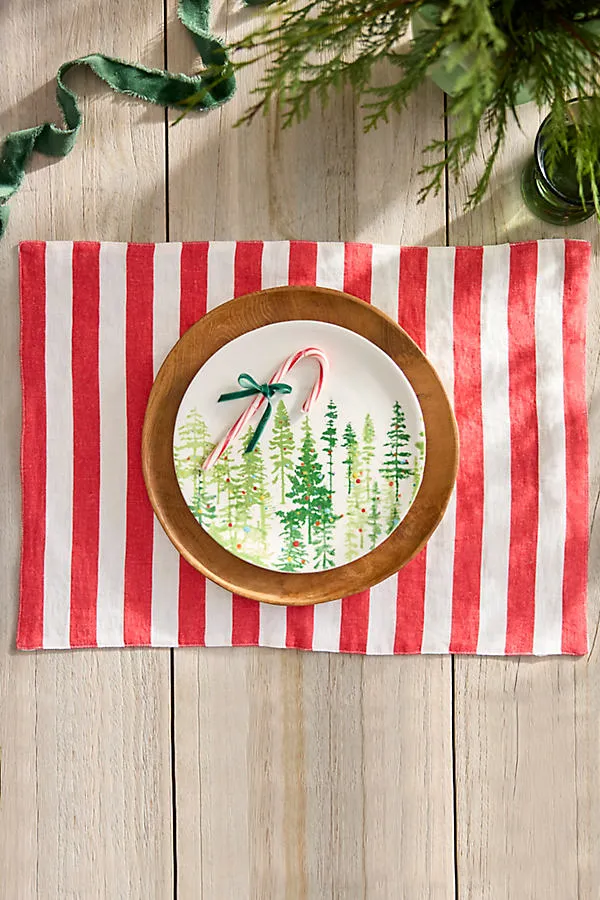 Red & White Stripe Linen Placemat by Anthropologie, alternate view
