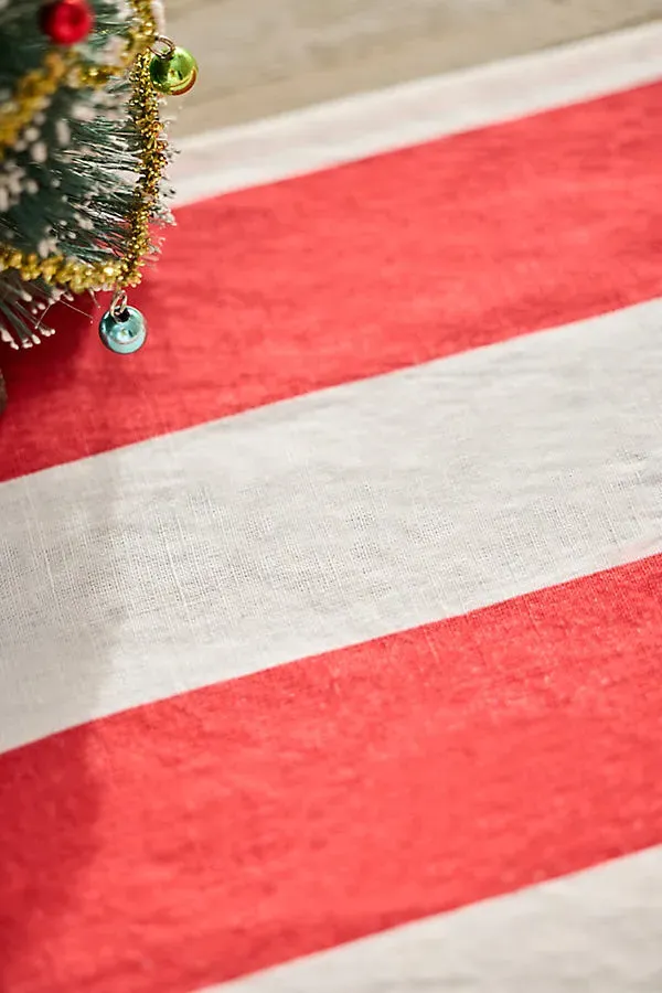 Red & White Stripe Linen Table Runner by Anthropologie, image 2