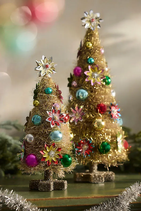 Reflector Large Tinsel Tree - Gold, Plastic by Anthropologie