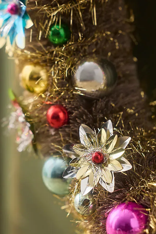 Reflector Tinsel Wreath - Gold, Plastic by Anthropologie, image 2