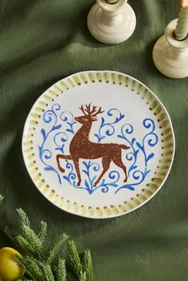 Reindeer Stoneware Side Plate - Brown by Anthropologie, alternate view