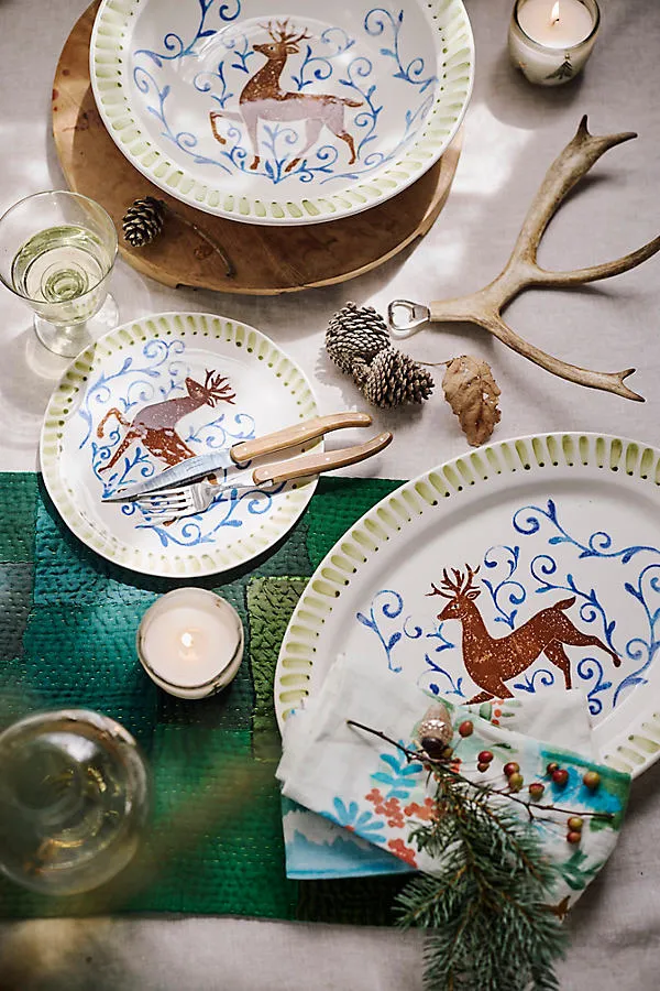 Reindeer Stoneware Side Plate - Brown by Anthropologie