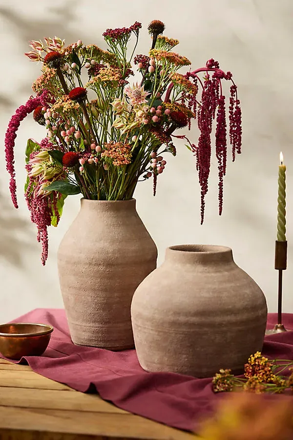 Ribbed Large Vase - Terracotta by Anthropologie