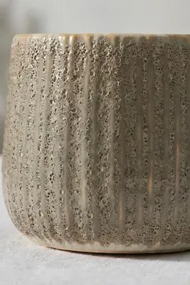 Ridged Barrel Stoneware Planter - Grey by Anthropologie, image 2