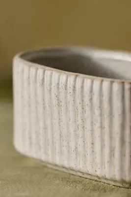 Ridged Oval Ceramic Planter - Ivory by Anthropologie, alternate view