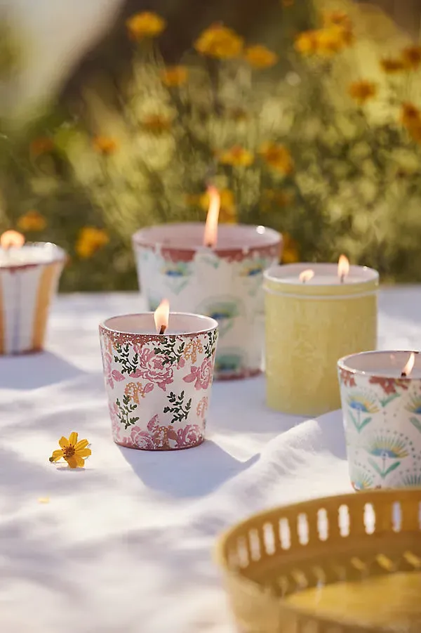 Rosy Floral Citronella Candle - Pink, Soy Wax product