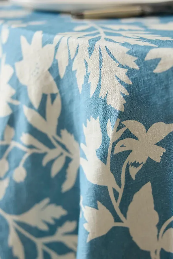 Round Cotton Tablecloth - Blue Botanical product