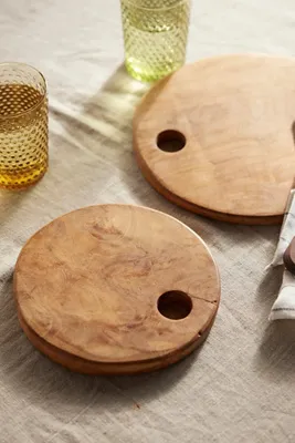 Round Serving Board Small - Teak by Anthropologie, alternate view