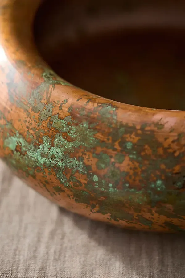 Round Shoulder Iron Bowl Planter - Verdigris by Anthropologie, alternate view