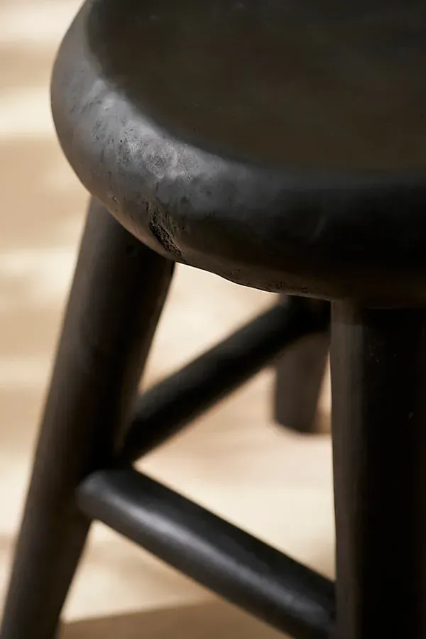 Round Teak Root Stool - Black by Anthropologie, alternate view