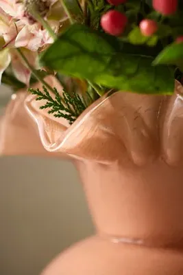Ruffled Glass Bud Vase - Orange, Soda Lime Glass by Anthropologie, alternate view