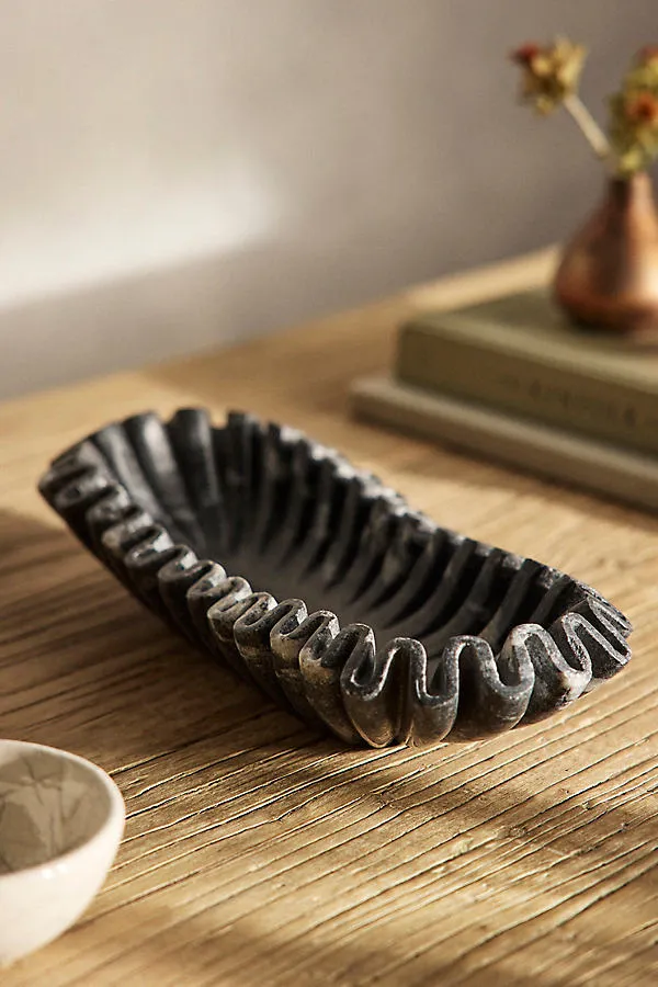 Ruffled Marble Bowl - Black by Anthropologie