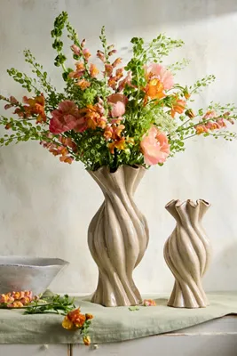 Sand Swirl Large Ceramic Vase - Beige alternate view