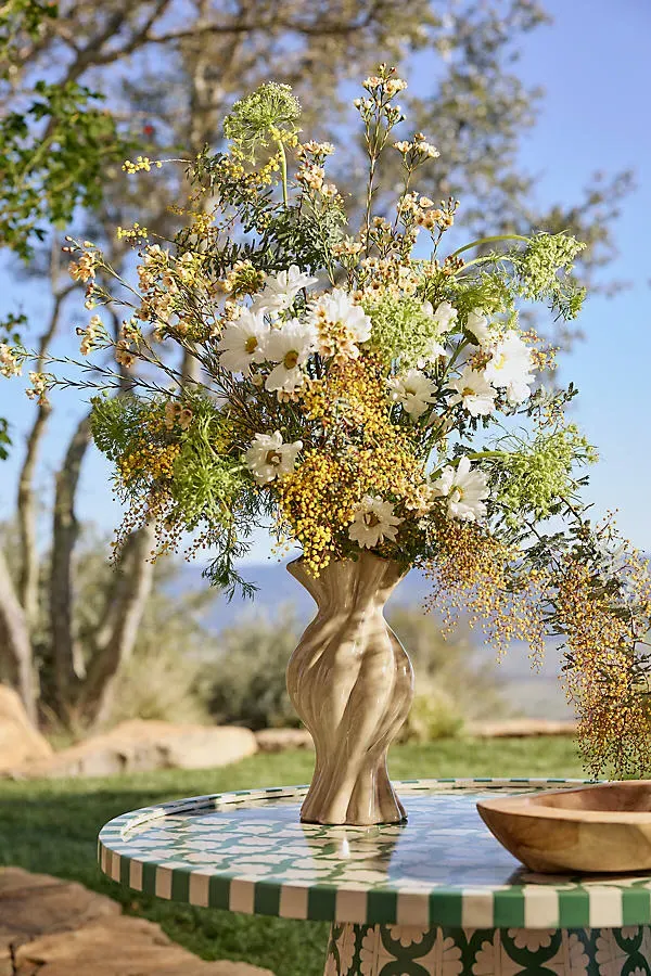 Sand Swirl Large Ceramic Vase - Beige product