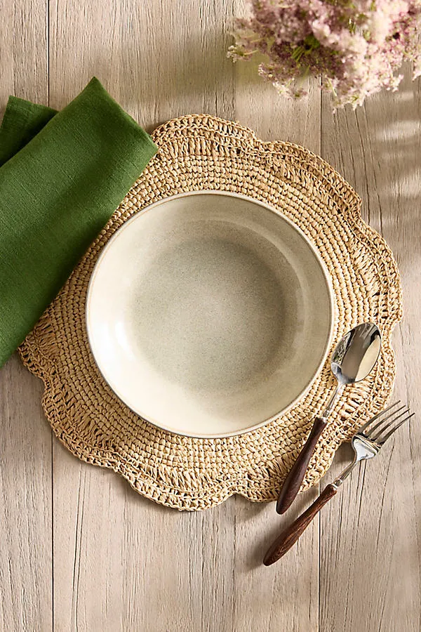 Scalloped Raffia Round Placemat - Beige, Raffia by Anthropologie