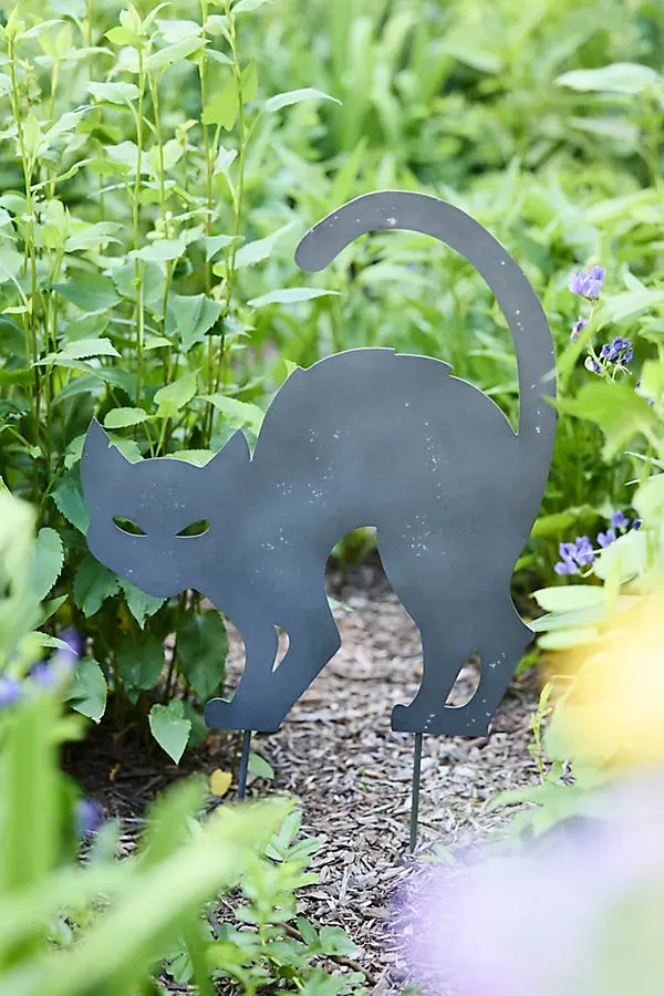 Scaredy Cat Iron Garden Stake - Black product