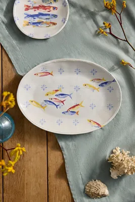 Sea Life Stoneware Serving Platter - White product