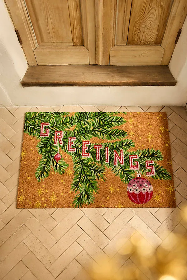 Season's Greetings Small Doormat - Coir by Anthropologie