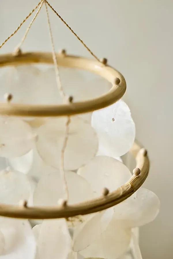 Shell Disk Chandelier - White by Anthropologie, alternate view
