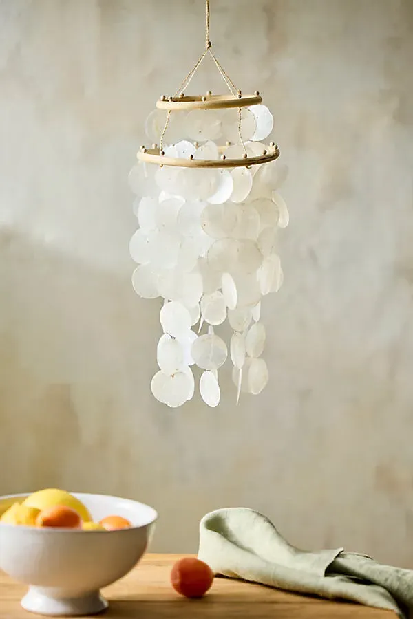 Shell Disk Chandelier - White by Anthropologie