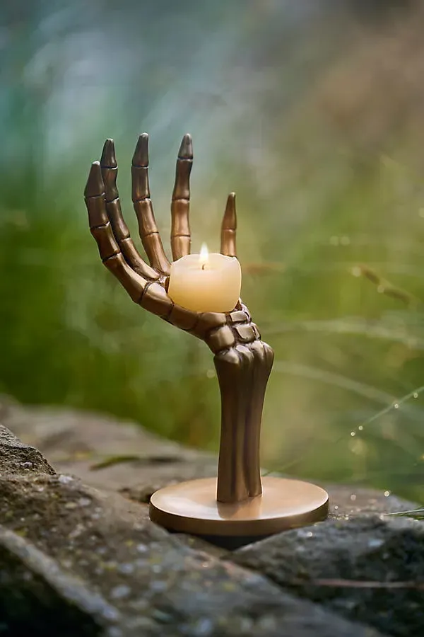 Skeleton Hand Votive Holder - Gold product