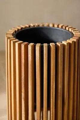 Slatted Acacia Diamond Large Planter - Beige, Acacia Wood product