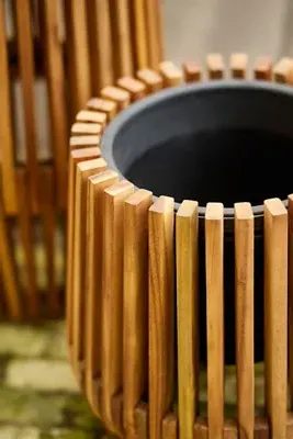 Slatted Acacia Diamond Small Planter - Acacia Wood product