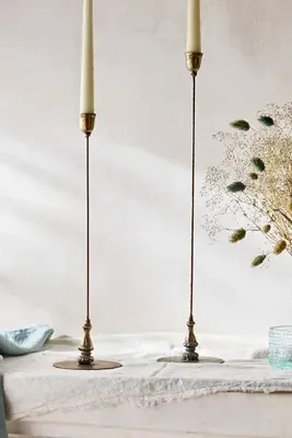 Slim Gilded Iron Candlestick - Large, Gold by Anthropologie, image 2