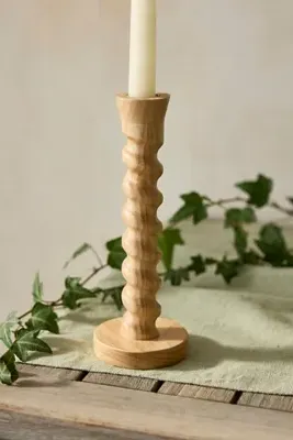 Small Rubber Wood Taper Candle Holder by Anthropologie, alternate view