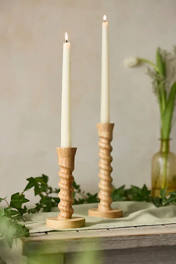 Small Rubber Wood Taper Candle Holder by Anthropologie