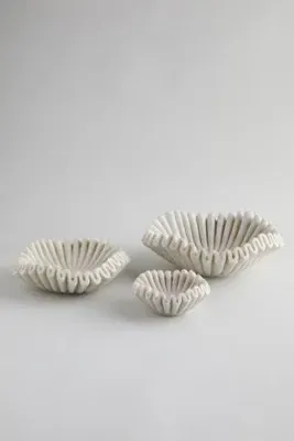 Small Ruffled Marble Bowl - White product