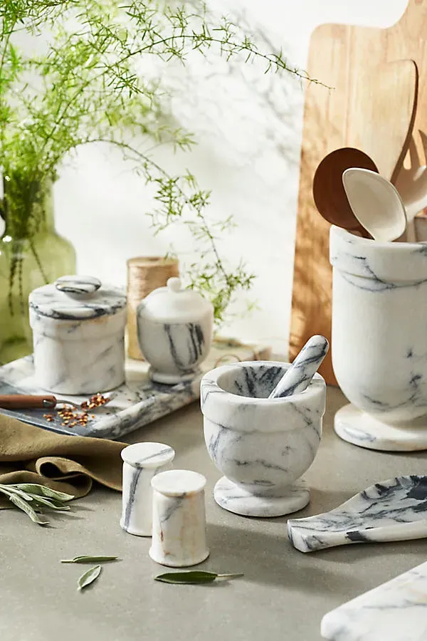 Smoky White Marble Jar - White, Marble product