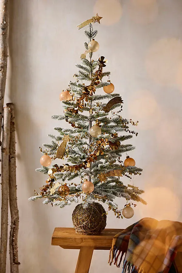Snowy Moss Ball Fir Tree - Artificial, 40" by Anthropologie