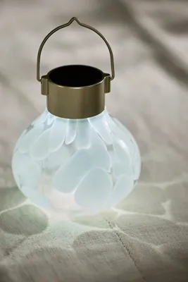 Solar Glass Tea Lantern - White, Hand-Blown Glass alternate view