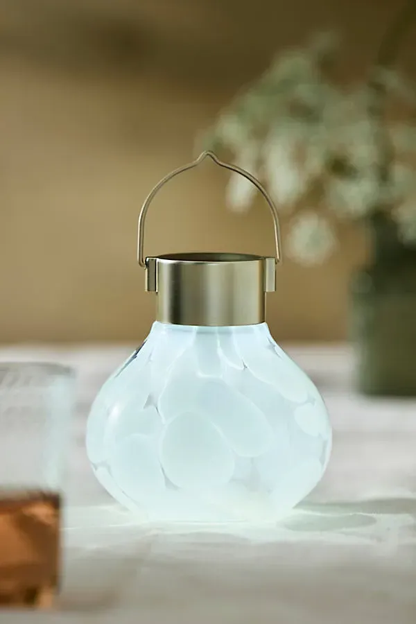 Solar Glass Tea Lantern - White, Hand-Blown Glass product