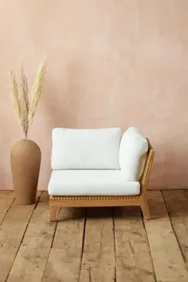 Sonoma Woven Corner Chair - White, Teak product