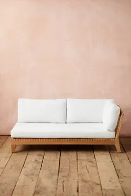 Sonoma Woven Teak Left Arm Settee - White product