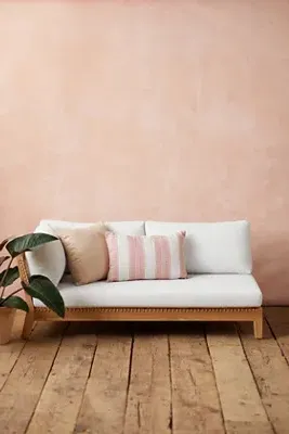 Sonoma Woven Teak Right Arm Settee - White product