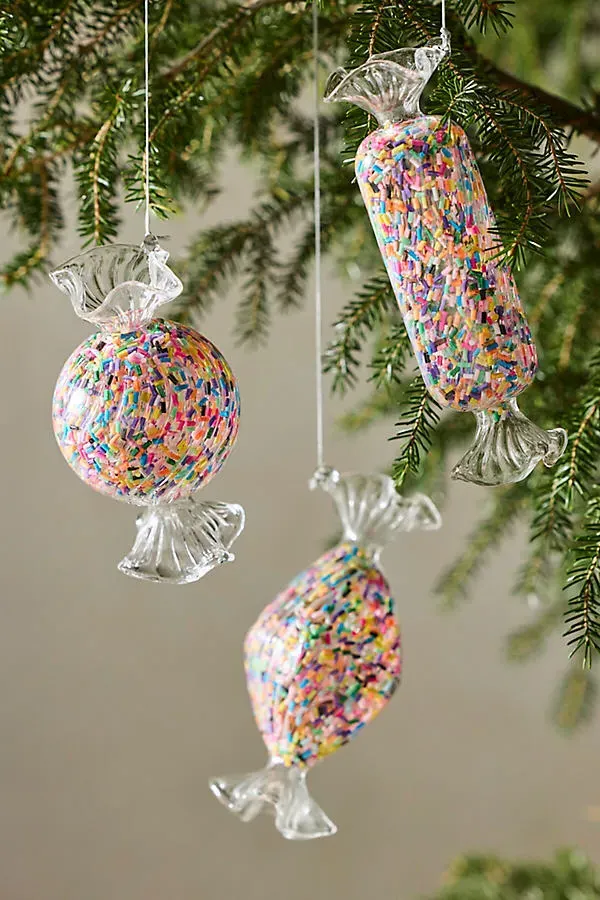 Sprinkle Candy Glass Ornaments, Set of 3 by Anthropologie
