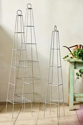 Square Iron Garden Obelisk - Black by Anthropologie, alternate view