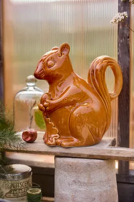 Squirrel Stoneware Watering Can - Brown by Anthropologie, alternate view