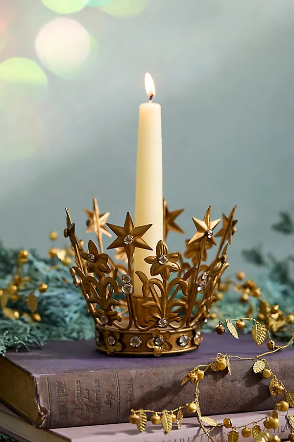 Starry Crown Taper Candle Holder - Gold by Anthropologie