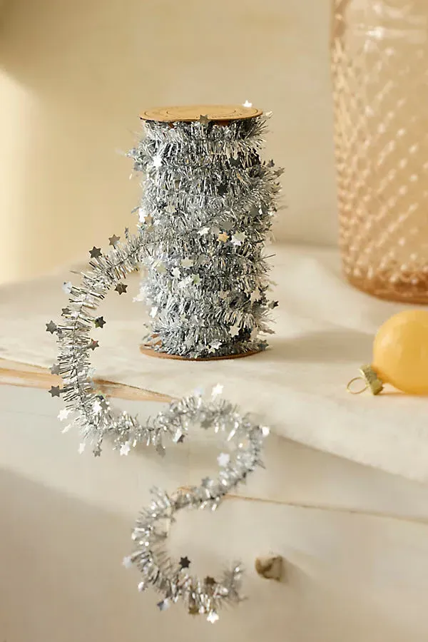 Starry Silver Tinsel Ribbon by Anthropologie