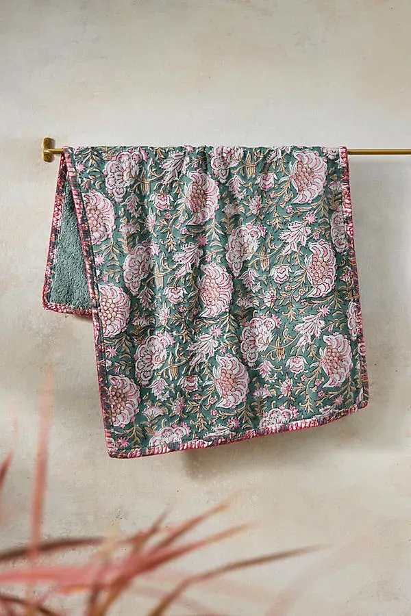 Stitched Block Print Hand Towel - Blue, Cotton product