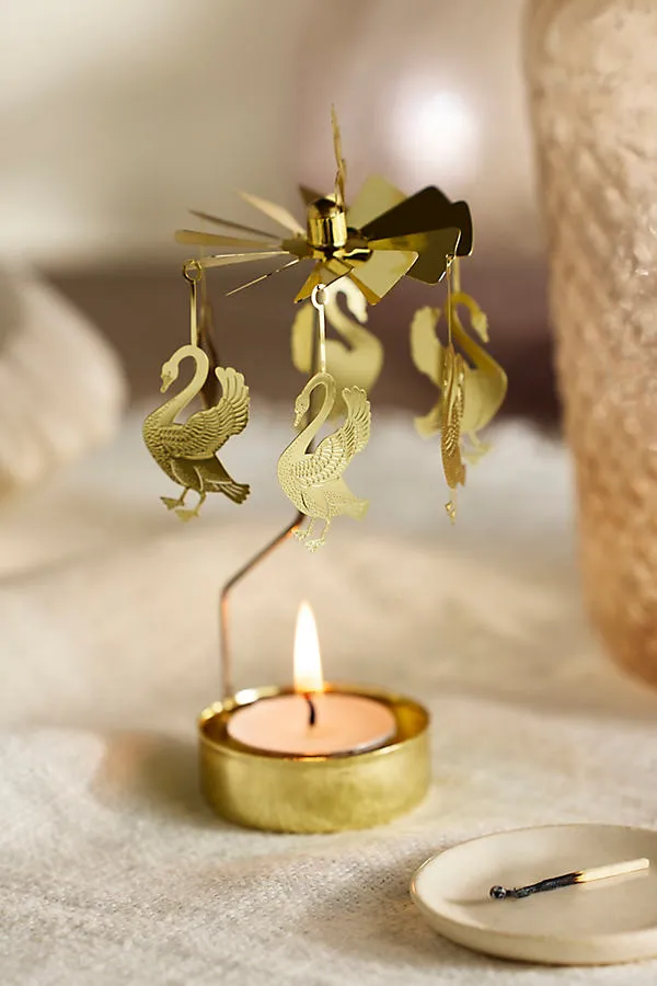 Swan Rotary Candle Holder - Gold, Steel product
