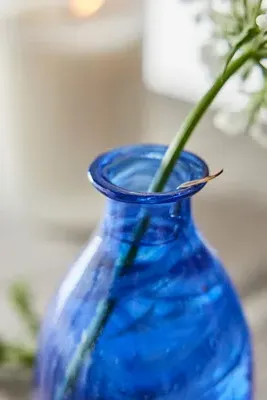 Swirl Recycled Glass Bud Vases Set of 3 - Blue by Anthropologie, alternate view