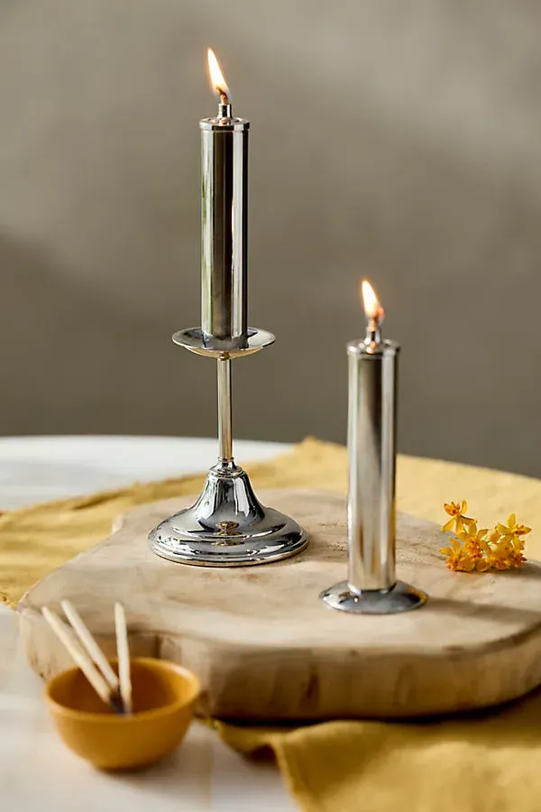 Taper Oil Lamp Small - Silver by Anthropologie