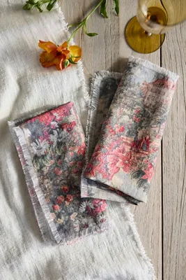 Tapestry Linen Napkins Set of 2 - Green, Linen by Anthropologie, alternate view